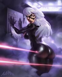 felicia_hardy black_cat_(marvel) marvel marvel_comics spider-man_(series) 2026 color colored pinup 1girls female thief superheroine white_hair white_fur breasts big_breasts thick_breasts hips wide_hips thick_hips thick thick_thighs ass big_ass huge_ass large_ass massive_ass thick_ass butt big_butt huge_butt large_butt massive_butt thick_butt cleavage ass_cleavage curvy curvy_figure curvy_body curvaceous curvaceous_figure curvaceous_body curvy_hips curvaceous_hips curvaceous_female curvy_female mask masked masked_female eyemask domino_mask voluptuous voluptuous_female seductive seductive_look seductive_pose hourglass_figure light-skin light-skinned_female bodysuit tight_clothing tight_clothes skin_tight seducing enticing alluring temptation tempting teasing shiny shiny_clothes laser vault asthman shiny_ass shiny_butt thick_lips red_lipstick thick_as_fuck