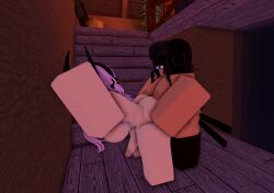 2futa 2futas 3d big_ass big_balls big_boobs big_breasts big_butt big_nipples big_penis big_thighs black_hair blocky_body blue_eyes futa_on_futa futa_only futa_penetrating futanari hung_bottom pink_eyes pink_hair roblox robloxian