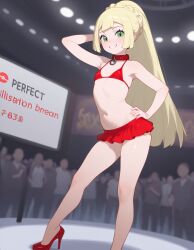 ai ai_generated ass_focus auction bare_legs blonde_female flat_chest green_eyes heavenly_body high_heels lillie_(pokemon) long_hair micro_bikini offering_self perfect_body petite_female petite_girl pokemon prostitution sexy sexy_pose slave_collar slim_girl slim_waist slutty_body slutty_female small_breasts temptation tempting_viewer