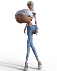 3d 3d_(artwork) areolae barely_contained bimbo bimbo_(fashion) bimbo_body bimbo_lips blonde_hair cleavage denim denim_bottomwear denim_clothing high_heels hip_bones hyper_ass hyper_breasts hyper_butt hyper_lips jeans lips long_hair long_nails nipple_bulge nipple_outline pants ripped_clothing ripped_pants shirt skinny_female skinny_waist slim_female slim_waist thick_lips thin_arms thin_female thin_legs thin_waist tight_clothing toes topwear underboob wratrds