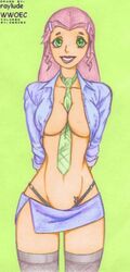 dc_comics microskirt necktie_between_breasts raylude starfire straight_hair tamaranean teen_titans whale_tail wwoec