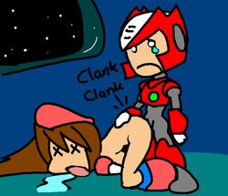 corpse death female_death iris_(mega_man) mega_man mega_man_x necrophilia sex_from_behind sub_tank x_eyes zero_(mega_man)