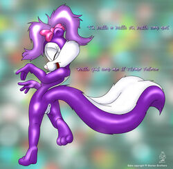 anthro ass breasts female female_only fifi_la_fume full_body ishoka nude purple_fur skunk smile solo standing tagme tiny_toon_adventures toony