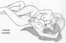 disney female female_only human kim_possible kimberly_ann_possible monochrome multiple_females nipples raylude shego straight_hair tagme yuri