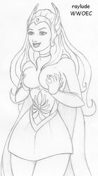 black_and_white female female_only filmation masters_of_the_universe princess_adora raylude she-ra she-ra_princess_of_power sketch solo