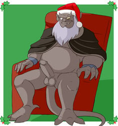 beard chubby disney erection gargoyles hudson_(gargoyles) male male_only penis santa_hat solo tagme testicles