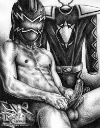 black_ranger male male_only power_rangers power_rangers_dino_thunder proud_of_his_cock rough_canvas solo tommy_oliver