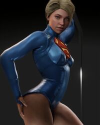 3d athletic_female big_ass big_butt biting_lip blonde_hair blue_eyes bubble_butt clothed dc dc_comics gif injustice_2 kara_danvers kara_zor-el leotard naughty_face open_mouth spanking spanking_ass supergirl supergirl_(injustice) superman_(series) thick_thighs xnell388 xps