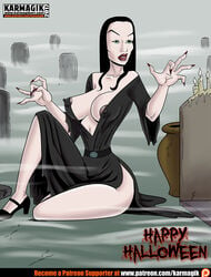 1girls areolae black_hair breasts candle celebrity cemetery female female_only goth green_eyes karmagik maila_nurmi nipples open_shirt outside real_person solo the_vampira_show tombstone vampira