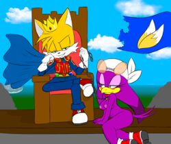 anthro avian bird chair cloud collar crown domination duo emperor female flag furniture hi_res hirundinid male male/female male_domination map master/pet mobian_(species) oscine passerine predator/prey royalty sega slave smile sonic_(series) sonic_riders sonic_the_hedgehog_(series) swallow_(bird) tails tenshigarden throne wave_the_swallow