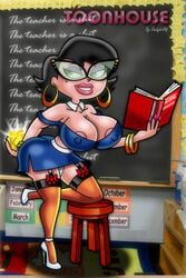 cartoon_network classroom cleavage eleanor_butterbean green-tinted_eyewear high_heels lingerie sandybelldf sunglasses teacher the_grim_adventures_of_billy_and_mandy tinted_eyewear toonhouse