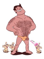 1boy 1male 4_fingers abs body_hair brown_hair bulge closed_eyes clothing drawfag drawthread_request facial_hair flaccid flaccid_penis foreskin hairy hairy_chest hands_on_hips laser male male_focus male_only muscles muscular muscular_male nipples pecs penis penis_out penis_under_swimsuit rafael_diaz smile solo solo_male speedo standing star_vs_the_forces_of_evil swimsuit white_background