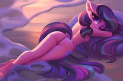 anthro ass beach breasts earth_pony equid equine fan_character female floppy_ears hasbro hi_res horse jumperkit looking_at_viewer mammal my_little_pony nude pony seaside serenity_pond_(shooterism) side_boob small_butt solo