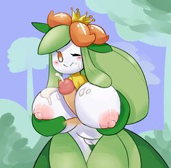 big_breasts boobjob breasts cum dizzytizzy female lilligant mob_face nintendo nipples paizuri penis plant pokémon_(species) pokemon pokephilia pussy smile vagina white_penis