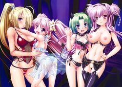 4girls brandish breasts horns hug lingerie multiple_girls nude official_art rusty_soul succubus twiska uncensored