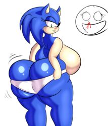 1girls anthro ass blue_hair breasts eyelashes female female_focus female_only furry green_eyes hedgehog hips large_ass large_breasts looking_at_butt mostly_nude nosebleed panties rule_63 sega short_hair sideboob smotrilla sonic_(series) sonic_the_hedgehog sonique_the_hedgehog thick_thighs thighs tight_clothing transparent_background wide_hips