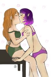 2d cassie_(paladins) closed_eyes kissing paladins skye_(paladins) skyexcassie yuri