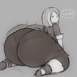 1girls ass_body ass_focus ass_shake big_ass big_butt clothed female female_only huge_ass huge_butt jaykuma nervous thick_thighs twerking wide_hips