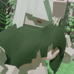 3d accidental_exposure background bangs big_breasts bird blush branca_(minecrafttuna) breasts eyes_covered female flashing grass hime_cut minecraft minecrafttuna navel nipple_slip open_mouth skimpy surprised trees water white_hair