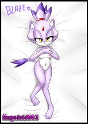 1girls angeloid003 anthro black_nose blaze_the_cat breasts dakimakura domestic_cat female half-closed_eyes looking_at_viewer lying nipples png ponytail purple_body pussy smile sonic_(series) white_body yellow_eyes