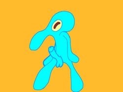 abstract anthro art balls big_penis blue_body blue_skin bold_and_brash brown_eyes cephalopod coleoid decapodiform erection featureless_arms featureless_chest featureless_feet featureless_hands featureless_legs featureless_limbs genital imposing large_head large_nose male male_only marine meme mollusk nickelodeon nude penis simple_background smooth_skin solo solo_focus spongebob_squarepants squidward_tentacles standing tentacle