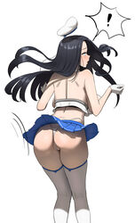 1girls alternate_costume between_labia black_hair blue_eyes chela77 gloves huge_breasts innie_pussy invincible_dragon_(last_origin) invincible_dragon_(sailor_dress)_(last_origin) last_origin legwear lifting_leg light-skinned_female light_skin long_hair official_alternate_costume partially_visible_vulva simple_background skirt_lift solo tagme thong