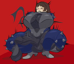 1futa alternate_breast_size alternate_version_available behemaid big_breasts bodysuit breasts cock_sleeve_(clothes) erection futa_only futanari large_breasts legs_apart makoto_niijima penis persona persona_5 slightly_chubby solo_futa spread_legs testicles thick_thighs thighs tight_clothing