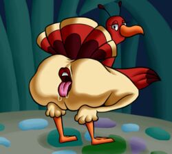 1girls 2d anus_mouth artist_request ass avian bent_over big_butt butt female female_only furry lips looking_back miitopia mouth open_mouth presenting_hindquarters presenting_rear red_lips turkey twerkey