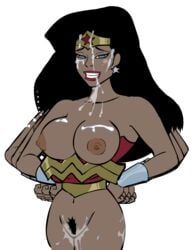 akabur amazonian animated black_hair blue_eyes breasts bruce_wayne closed_mouth clothed clothed_female clothed_male clothing cowl cum cum_in_hair cum_on_breasts cum_on_face cum_on_neck dc_comics dcau diana_prince erect_nipples facial female gloves human justice_league male mask nipples olive_skin open_mouth tiara tongue transparent_background wonder_woman wonder_woman_(justice_league) wonder_woman_(series)