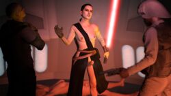 1futa 1girls 3d areolae daisy_ridley futanari looking_at_viewer naked nipple_piercing nipples penis rey sith_rey smuttysan source_filmmaker star_wars