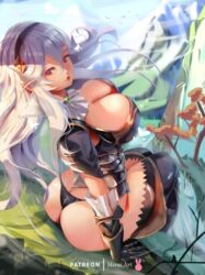 1girls alternate_costume ass back_view bare_thighs big_ass big_breasts black_panties breasts cleavage clothed corrin_(female)_(nohr_noble)_(fire_emblem) corrin_(fire_emblem) corrin_(fire_emblem)_(female) female female_focus female_only fire_emblem fire_emblem_fates fire_emblem_heroes hair_between_eyes huge_breasts inner_thighs large_ass large_breasts long_hair looking_at_viewer looking_back miraihikari nintendo nipples panties red_eyes silver_hair solo solo_female thick_thighs thighs thong voluptuous