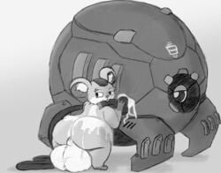 anthro balls big_balls black_and_white blizzard_entertainment car_wash cricetid fur furry genitals greyscale hammond_(overwatch) hamster hi_res huge_balls hyper hyper_balls hyper_genitalia ivorden_bar looking_back male male_only mammal monochrome overwatch rodent scrubbing solo solo_focus teasing video_games wet wet_balls wet_body wet_fur wrecking_ball_(blizzard)