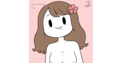 artbylenc breasts brown_hair flower_in_hair lacuriositemetuera lelay long_hair tongue_out topless youtube youtuber