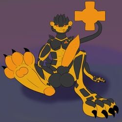 1boy absurd_res anthro balls big_balls big_feet big_penis clockwork51 clockwork_(clockwork51) erection feet foot_focus genitals hi_res huge_cock huge_feet hyper hyper_feet hyper_genitalia hyper_penis large_paws luxray male male_only muscular muscular_anthro muscular_male nintendo pawpads penis pokémon_(species) pokemon pokemon_(species) sitting solo video_games