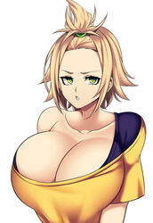 1girls angry annoyed annoyed_expression big_breasts blonde blonde_hair camui_kamui_(hz_666v) cleavage cute enormous_breasts eyelashes eyeliner female female_only huge_breasts large_breasts light-skinned_female light_skin looking_at_viewer massive_breasts one_shoulder_top one_sleeve_off original solo tomboy top_heavy voluptuous yellow_eyes