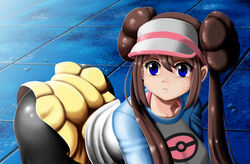 1girls ass big_ass big_breasts black_leggings black_pants blue_eyes blue_shirt breasts brown_hair brunette butt clothed_female eyelashes female female_only hair_bun human looking_at_viewer meme nintendo pokeball pokemon pokemon_bw2 rosa_(pokemon) sailor_moon_redraw_challenge solo sweat thick_thighs tin_(artist) visor visor_cap white_shirt wide_hips yellow_skirt