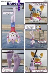 3d 3d_model blaze_the_cat comic_page dangling english_text feet feetymcfoot foot_fetish foot_focus hanging_by_toes holding_on mobian mobian_(species) mobian_bat page_1 rouge_the_bat sega sonic_(series) sonic_adventure_2 sonic_the_hedgehog_(series) toes