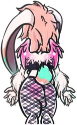 anthro ass colton_(sparklepupfaeri) curvaceous curvy_figure domestic_rabbit equid equine feathering fur girly hair hi_res horn lagomorph leporid long_hair lop_rabbit male mammal oryctolagus rabbit scut_tail solo sparklepupfaeri thick_thighs unicorn voluptuous wings