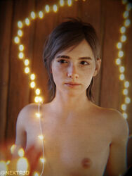 1girls 3d brown_eyes brown_hair ellie_(the_last_of_us) ellie_williams female_only freckles naked naughty_dog nextr3d pinup small_breasts solo solo_female string_lights the_last_of_us the_last_of_us_2