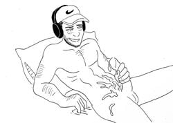 awesamdude cum hairy headphones headwear long_penis male_only masturbation minecraft_youtubers pillow real_person solo solo_male