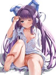 azur_lane dress_shirt feet innie_pussy kokuto_(kurousagi1210) nipples no_bra no_panties nopan open_shirt pussy see_through tashkent_(azur_lane) uncensored wet wet_clothes