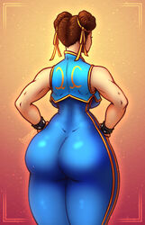 1girls armpits ass ass_focus back back_view bare_shoulders big_ass big_butt breasts brown_hair butt butt_focus chun-li clothed clothes clothing english_text female female_only fully_clothed hair hand_on_hip hands_on_hips hips huge_ass huge_butt human human_only humanoid large_ass large_butt mammal muscle muscles muscular muscular_female pose posing pressurizedpleasure short_hair simple_background solo solo_female standing street_fighter text thick thick_ass thick_thighs thighs thin_waist voluptuous watermark wide_hips