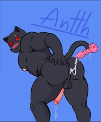 anthro anthro_penetrated antth anus ass balls bent_over blue_background blush butt_focus cat_ears cum dildo domestic_cat epic_games feline fortnite fortnite:_battle_royale furry furry_only happy_sex humanoid_penis looking_back male male_only meowscles_(fortnite) muscular muscular_male naked penis pink_penis precum sex_toy shadow_meowscles_(fortnite) solo solo_male tagme tail toy watermark