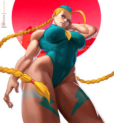 1girls abs cammy_white female female_only kasai_x3 lejeanx3 muscles muscular muscular_female solo street_fighter thick_thighs wide_hips