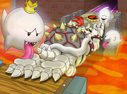 boo_(mario) bowser dry_bowser feet_licking foot_fetish ghost hindpaws king_boo licking_feet male_only mario_(series) skeleton tickling