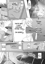 >_< 1girls 2boys absurdres big_penis black_and_white character_request comic dark-skinned_male dark_skin doujinshi english english_text fellatio highres interracial jikkyou_powerful_pro_yakyuu kissing lips monochrome netorare oral penis terasu_mc