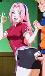 1boy 1boy1girl 1girl1boy 1girls ahegao ai_art ai_generated ass black_shorts blonde_hair blue_eyes booty butt green_eyes haruno_sakura hetero long_hair naruto naruto_(classic) naruto_(series) nude open_mouth pink_hair sakura_haruno sex sex_from_behind sexyexxchi short_hair shorts testicles thighs tongue tongue_out uncensored uzumaki_naruto