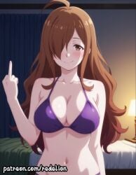 1girls ai_generated bed bedroom bedroom_background bedroom_setting belly belly_button bikini blush blush_lines blushing blushing_at_viewer blushing_female blushing_profusely breasts brown_eyes brown_hair kono_subarashii_sekai_ni_shukufuku_wo! light-skinned_female light_skin long_hair looking_at_viewer mature mature_body mature_female mature_figure mature_woman middle_finger panties redelion seducing seduction seductive seductive_body seductive_eyes seductive_gaze seductive_look seductive_mouth seductive_pose seductive_smile shiny shiny_ass shiny_body shiny_breasts shiny_butt shiny_clothes shiny_hair shiny_skin smile smile_at_viewer smiling smiling_at_viewer smirk smirking smirking_at_viewer soft_breasts standing standing_position teasing thick thick_ass thick_butt thick_eyebrows thick_hips thick_legs thick_thighs waiting_for_sex wanting_sex wiz_(konosuba)