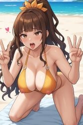 1boy 1girl ahegao ai_assisted ai_generated anime_screencap anime_style beach blunt_bangs brown_hair cleavage colorful contrast curvaceous curvy day daytime deep_cleavage detailed_face doggystyle double_v dramatic_lighting dungeon_and_fighter dungeon_fighter_online faceless_male facing_viewer female_fighter flat_belly hair_down highly_detailed hourglass_figure huge_breasts kanna_kamui large_breasts long_hair looking_at_viewer motion_lines narrow_waist navel nipples on_all_fours ponytail rape rape_victim simple_background slim_waist sunny tall_female taut_clothes tongue_out very_long_hair voluptuous wavy_hair wide_hips