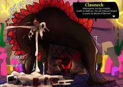 after_anal anatid anseriform anthro anus avian balls bird bodily_fluids bottomless bovid caprine clauneck_(cult_of_the_lamb) clothed clothing cult_of_the_lamb cum cum_fart cum_from_ass cum_in_ass cum_inside dialogue drstrangeluvve duck duo english_text gaping gaping_anus genital_fluids genitals hi_res lamb_(cult_of_the_lamb) male male/male mammal massive_monster_(studio) onomatopoeia outside penis robe robe_only sheep size_difference sound_effects tent text